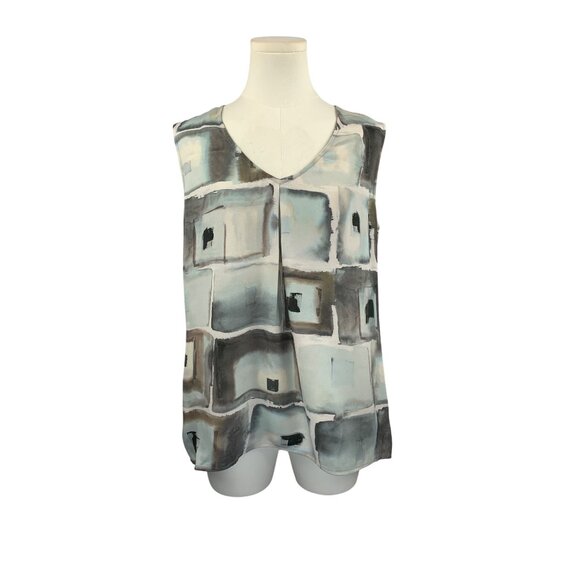 St. John Womens Sleeveless Geometric Print Blouse Size 10 - Picture 1 of 6